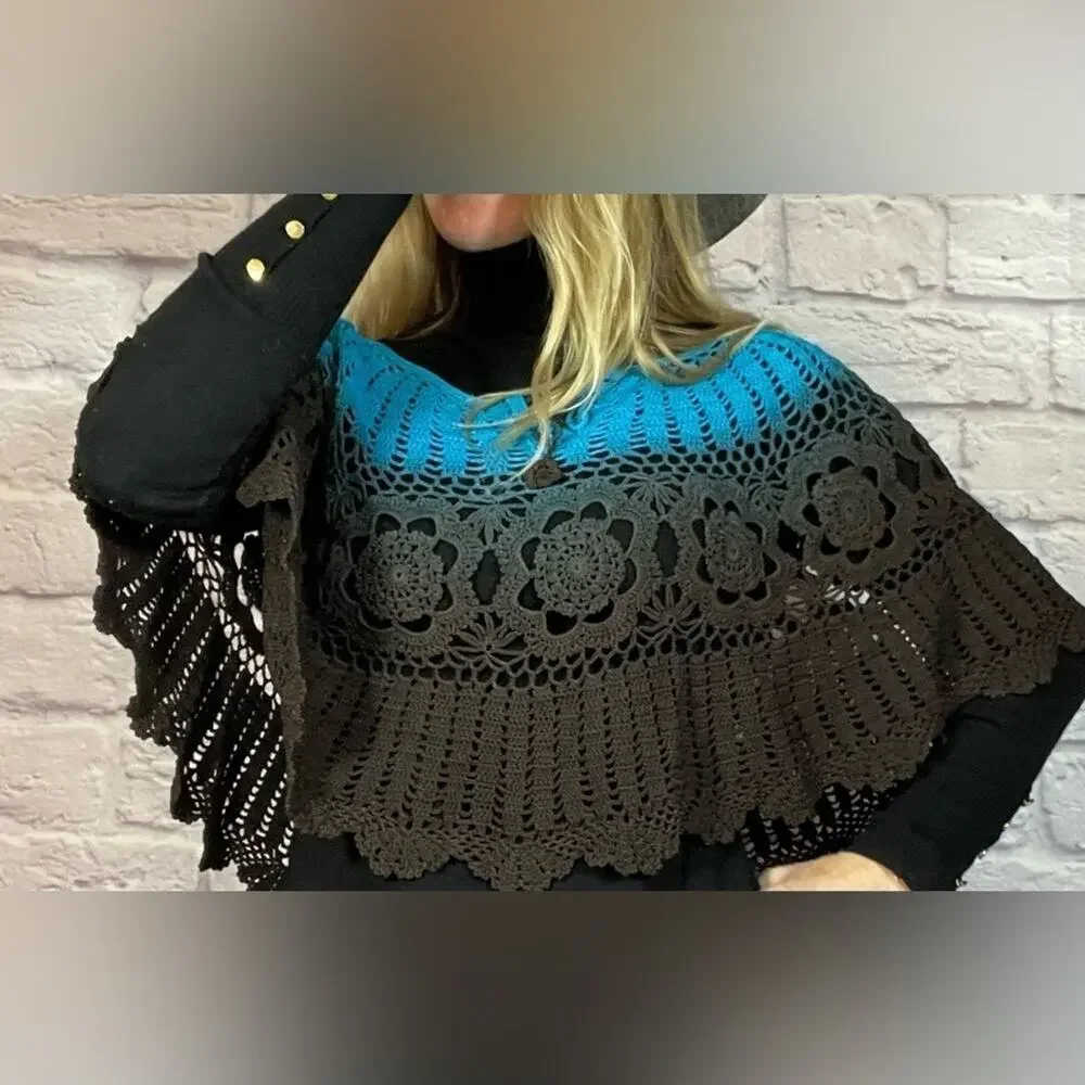 Vintage Sharon Young ombré crochet wrap/shawl